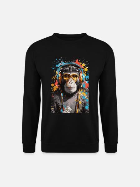 DJ monkey Affen Graffiti Design - Unisex Pullover - Schwarz