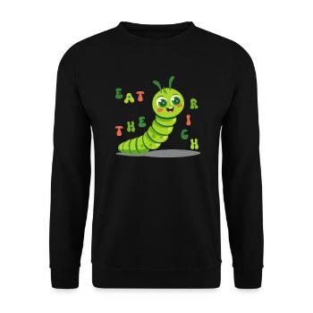 Cute Caterpillar - eat the rich - Unisex Sweatshirt - black - Front - Alina (178cm) & Michal (187cm)