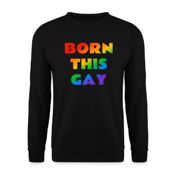 Né ce texte arc-en-ciel gay - Sweat-shirt Unisexe - noir - Devant - Alina (178cm) & Michal (187cm)