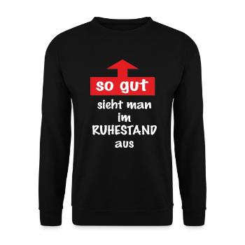 BD - Pfeil nach oben - so gut sieht man im - Unisex Pullover - Schwarz - Vorne - Alina (178cm) & Michal (187cm)