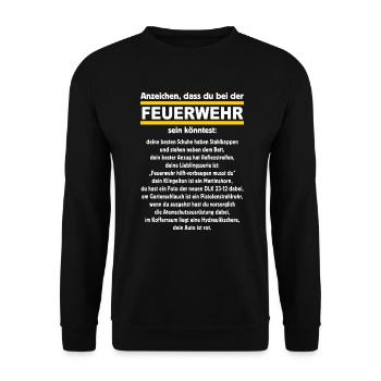 FWD - Anzeichen dass du bei der Feuerwehr sein - Unisex Pullover - Schwarz - Vorne - Alina (178cm) & Michal (187cm)