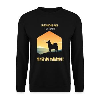 Alaskan Malamute Hund - Unisex Pullover - Schwarz - Vorne - Alina (178cm) & Michal (187cm)