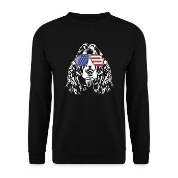 COCKER SPANIEL America Flag Glasses Dogs Wilsigns - Unisex Sweatshirt - black - Front - Alina (178cm) & Michal (187cm)
