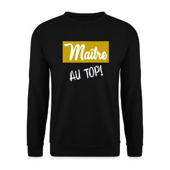 MASTER. MASTER. THANK YOU. THANK YOU MASTER - Unisex Sweatshirt - black - Front - Alina (178cm) & Michal (187cm)