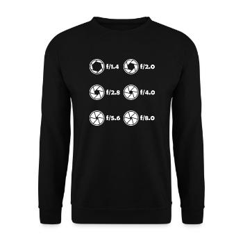 Lentilles Réglage de la caméra Caméra Photographe - Sweat-shirt Unisexe - noir - Devant - Alina (178cm) & Michal (187cm)