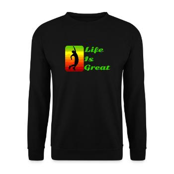 Das Leben ist großartig! - Unisex Pullover - Schwarz - Vorne - Alina (178cm) & Michal (187cm)