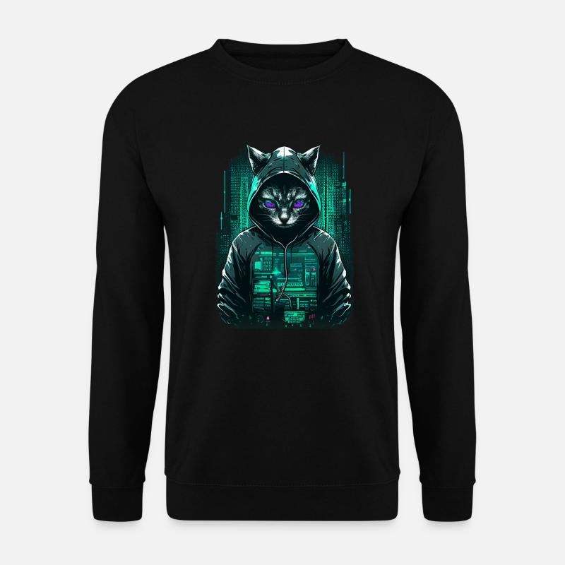 Cyber Hacker Cat - Unisex Sweatshirt - black