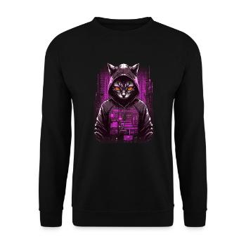 Cyber Hacker Cat - Unisex Sweatshirt - black - Front - Alina (178cm) & Michal (187cm)