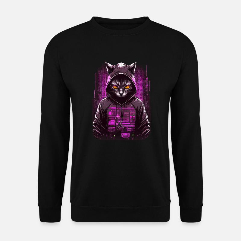 Cyber Hacker Cat - Unisex Sweatshirt - black