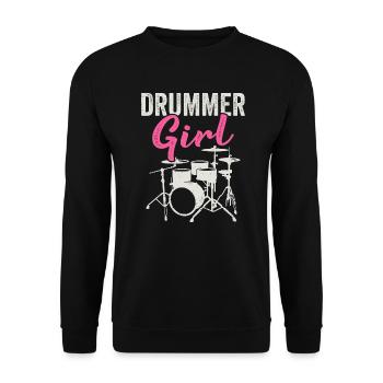 Vintage Drummer Girl Drum Set Musicien - Sweat-shirt Unisexe - noir - Devant - Alina (178cm) & Michal (187cm)
