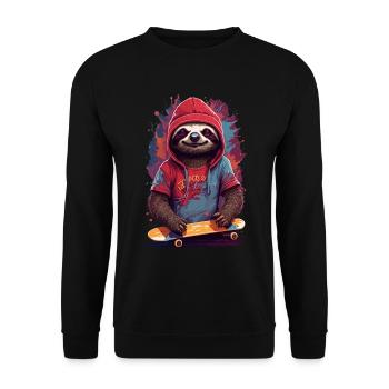 Sloth cool freedom skater skateboard - Unisex Sweatshirt - black - Front - Alina (178cm) & Michal (187cm)