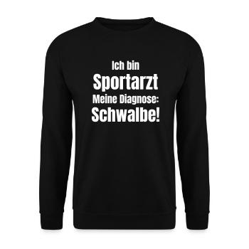 Sportarzt oder Mannschaftsarzt - Unisex Pullover - Schwarz - Vorne - Alina (178cm) & Michal (187cm)