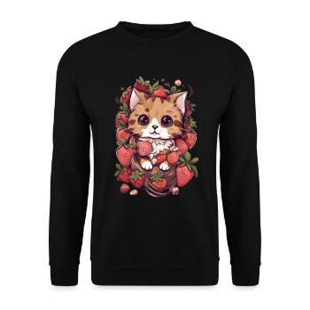 Ragamuffin Cat Fraise Cadeau - Sweat-shirt Unisexe - noir - Devant - Alina (178cm) & Michal (187cm)