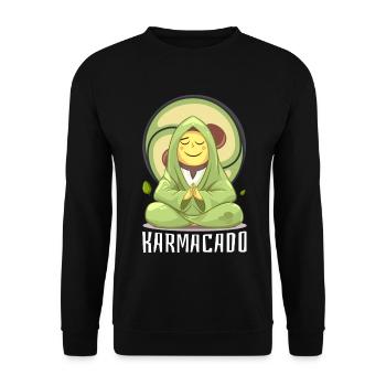 Avocado Karmacado Vegan Meditation Namaste - Unisex Pullover - Schwarz - Vorne - Alina (178cm) & Michal (187cm)