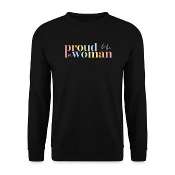 Femme fière | Grande façade - Sweat-shirt Unisexe - noir - Devant - Alina (178cm) & Michal (187cm)