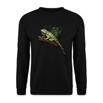 iguana branch reptiles green iguana - Unisex Sweatshirt - black - Front - Alina (178cm) & Michal (187cm)