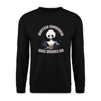 Guten Morgen, ganz dünnes Eis | Panda Edition - Unisex Pullover - Schwarz - Vorne - Alina (178cm) & Michal (187cm)