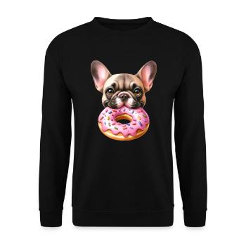 Mignon Beignet Bouledogue Français - Sweat-shirt Unisexe - noir - Devant - Alina (178cm) & Michal (187cm)