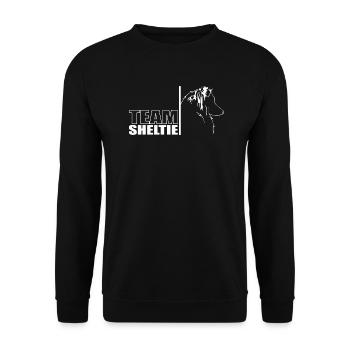 TEAM Sheltie Hunde Hund Shetland Sheepdog Wilsigns - Unisex Pullover - Schwarz - Vorne - Alina (178cm) & Michal (187cm)
