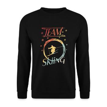 Ski fahren - Ski - Wintersport - Skiing - Unisex Pullover - Schwarz - Vorne - Alina (178cm) & Michal (187cm)