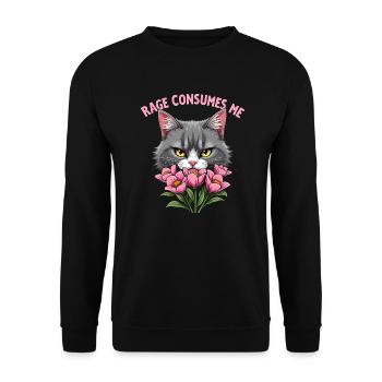 Rage Consumes Me Funny Catflower - Unisex Sweatshirt - black - Front - Alina (178cm) & Michal (187cm)