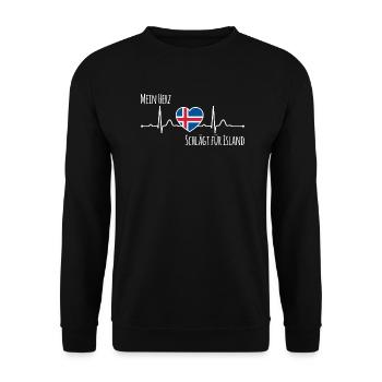 Mon cœur bat pour l’Islande la Scandinavie - Sweat-shirt Unisexe - noir - Devant - Alina (178cm) & Michal (187cm)