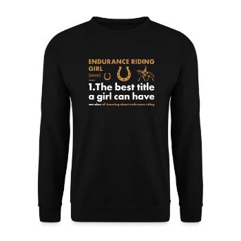 Rider Girl Definition Endurance Riding - Unisex Pullover - Schwarz - Vorne - Alina (178cm) & Michal (187cm)