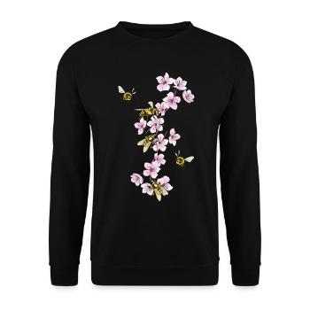 Abeilles aux fleurs de cerisier - Sweat-shirt Unisexe - noir - Devant - Alina (178cm) & Michal (187cm)