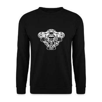 Tuning Auto Motor Motorblock Turbo Turbolader - Unisex Pullover - Schwarz - Vorne - Alina (178cm) & Michal (187cm)
