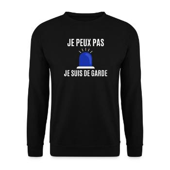 Je peux pas je suis de garde - Sweat-shirt Unisexe - noir - Devant - Alina (178cm) & Michal (187cm)