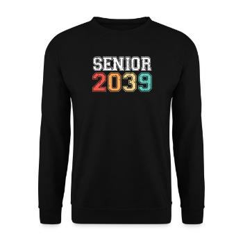 Senior 2039 Abschluss Retro Vintage - Unisex Pullover - Schwarz - Vorne - Alina (178cm) & Michal (187cm)