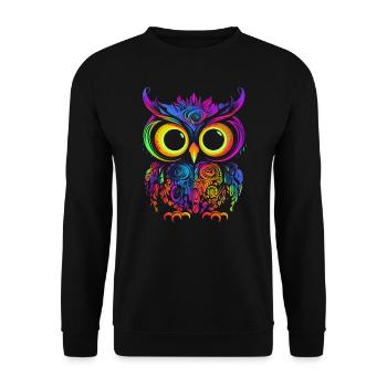 Hibou Hibou Oiseau Animal Hibou Aigle Hibou Néon - Sweat-shirt Unisexe - noir - Devant - Alina (178cm) & Michal (187cm)