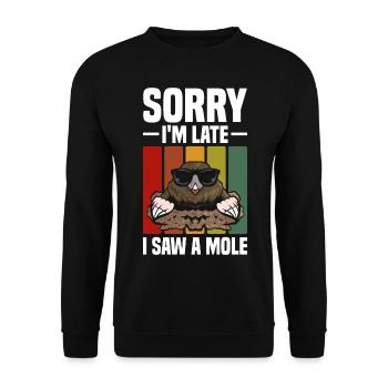 Maulwurf Liebhaber | Maulwürfe Tiere Geschenkidee - Unisex Pullover - Schwarz - Vorne - Alina (178cm) & Michal (187cm)
