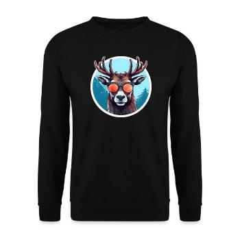 Lustiges Rentier Weihnachtsoutfit - Unisex Pullover - Schwarz - Vorne - Alina (178cm) & Michal (187cm)