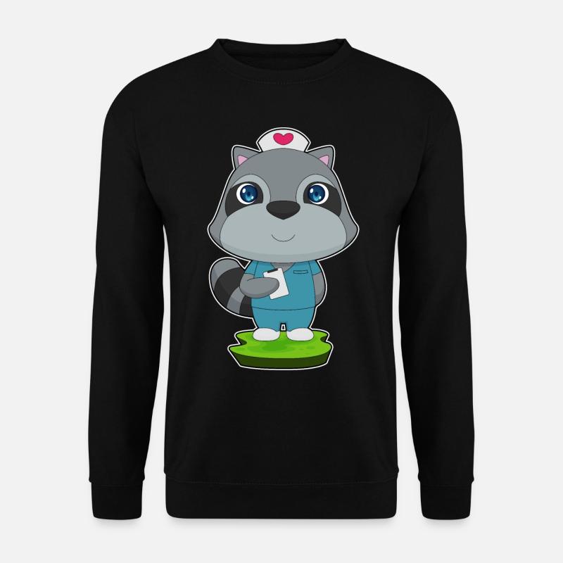 Raccoon Nurse Notepad - Unisex Sweatshirt - black