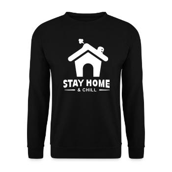 Restez à la maison et détendez-vous - Sweat-shirt Unisexe - noir - Devant - Alina (178cm) & Michal (187cm)