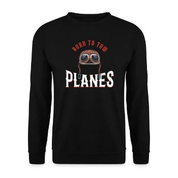 Born to Tow Planes | Pushback Fahrer | Schlepper - Unisex Pullover - Schwarz - Vorne - Alina (178cm) & Michal (187cm)