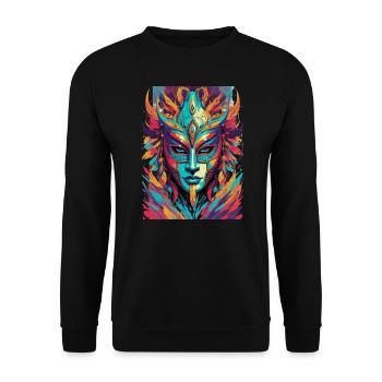 Maske in Comic Style - Unisex Pullover - Schwarz - Vorne - Alina (178cm) & Michal (187cm)