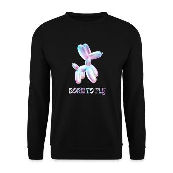 Ballon dog Born to fly - Unisex Sweatshirt - black - Front - Alina (178cm) & Michal (187cm)