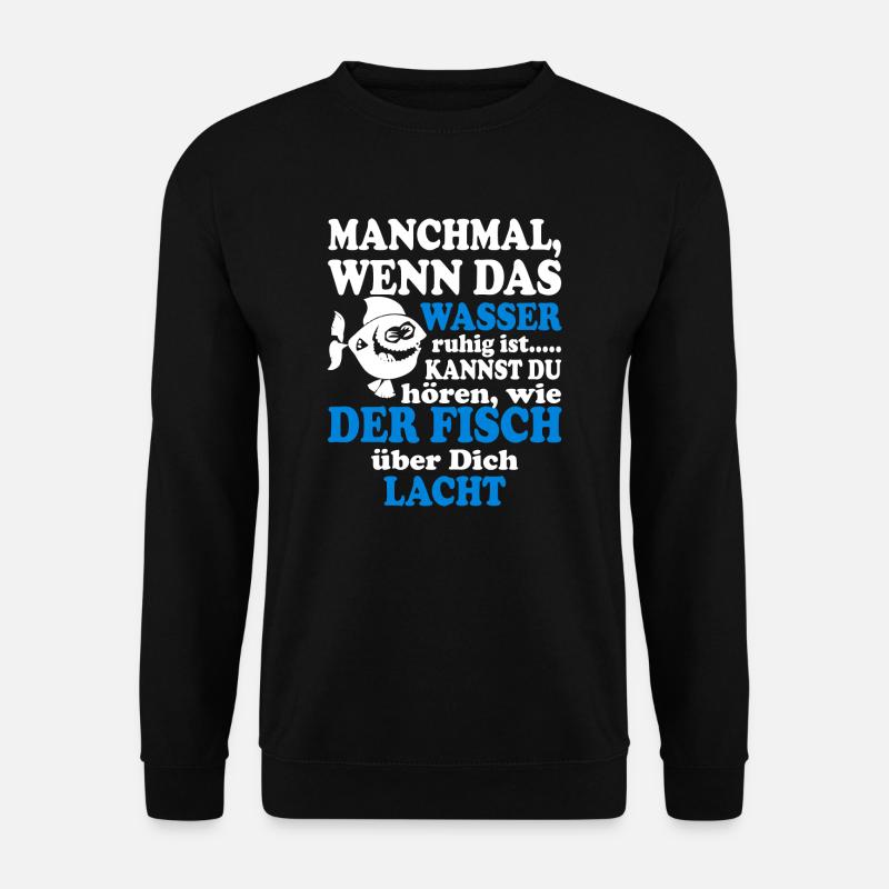 Angeln Fisch lacht - Unisex Pullover - Schwarz
