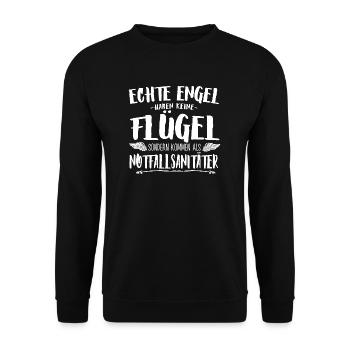 Notfallsanitäter Engel Geschenk - Unisex Pullover - Schwarz - Vorne - Alina (178cm) & Michal (187cm)