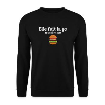 Elle fait la go qui connait pas Mcdo - Sweat-shirt Unisexe - noir - Devant - Alina (178cm) & Michal (187cm)