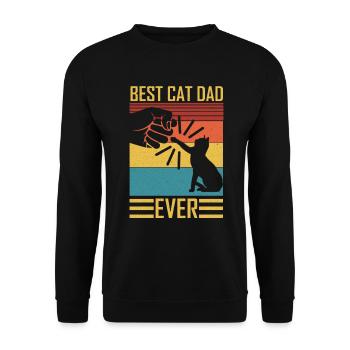 Katzenpapa Best cat dad ever retro cat motif - Unisex Sweatshirt - black - Front - Alina (178cm) & Michal (187cm)