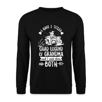 Quad Racing Design für Ihre Quad-Oma - Unisex Pullover - Schwarz - Vorne - Alina (178cm) & Michal (187cm)