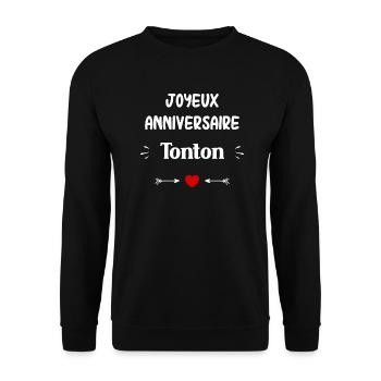 Joyeux Anniversaire Tonton - Sweat-shirt Unisexe - noir - Devant - Alina (178cm) & Michal (187cm)