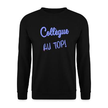 KOLLEGE. ANFANGEN. RUHESTAND. BESCHÄFTIGUNG. HUMOR - Unisex Pullover - Schwarz - Vorne - Alina (178cm) & Michal (187cm)