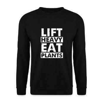 Lift Heavy Veganer Sport Bodybilder vegetarisch - Unisex Pullover - Schwarz - Vorne - Alina (178cm) & Michal (187cm)