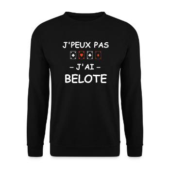 J'peux pas j'ai belote - Sweat-shirt Unisexe - noir - Devant - Alina (178cm) & Michal (187cm)