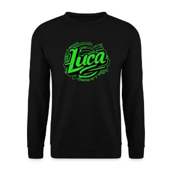 Luca Nom Graffiti vert - Sweat-shirt Unisexe - noir - Devant - Alina (178cm) & Michal (187cm)