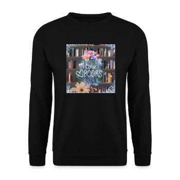 I Love Books Floral Motif - Unisex Sweatshirt - black - Front - Alina (178cm) & Michal (187cm)
